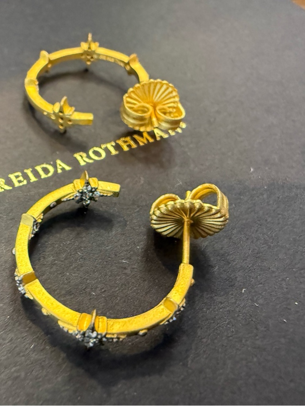 *NEW*Freida Rothman* CELESTIAL PERFECT HOOP EARRINGS - Picture 3 of 7